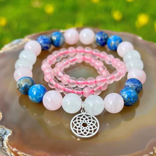 Minerální náramky lapis lazuli, růženín, jadeit - JEZERO DUO